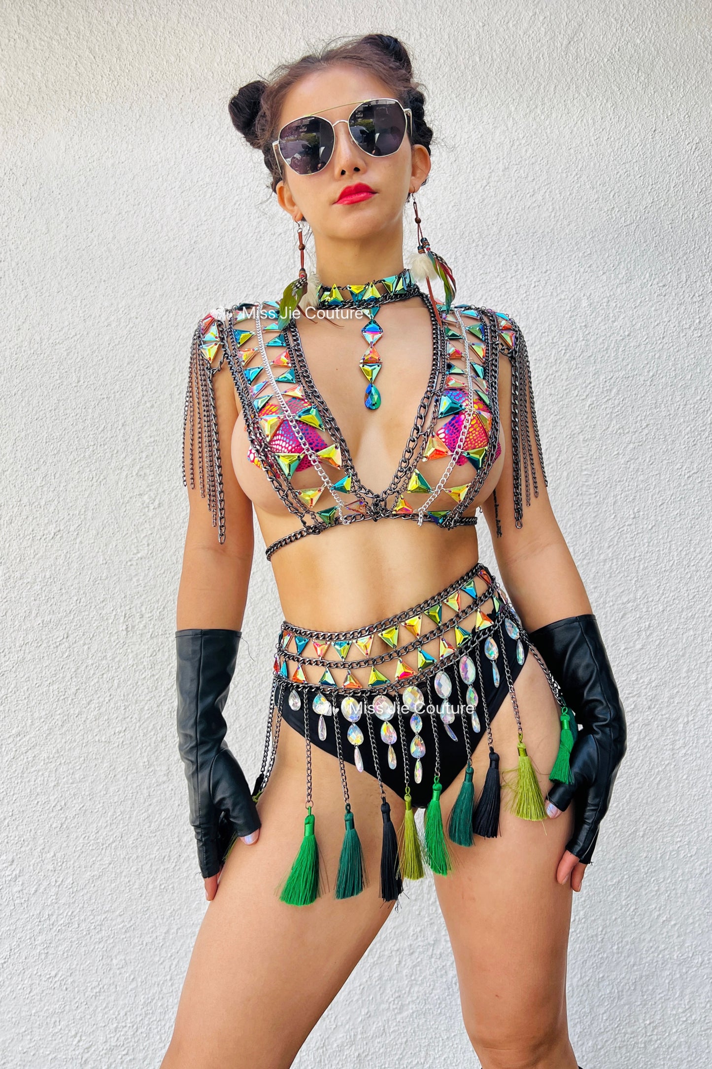 Isla Tassel Chain Top Color Green