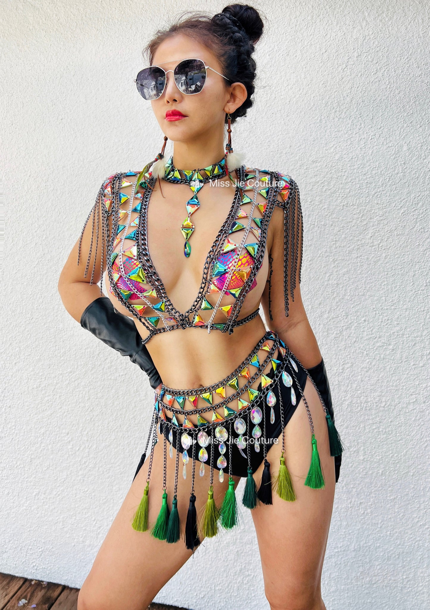 Isla Tassel Chain Top Color Green