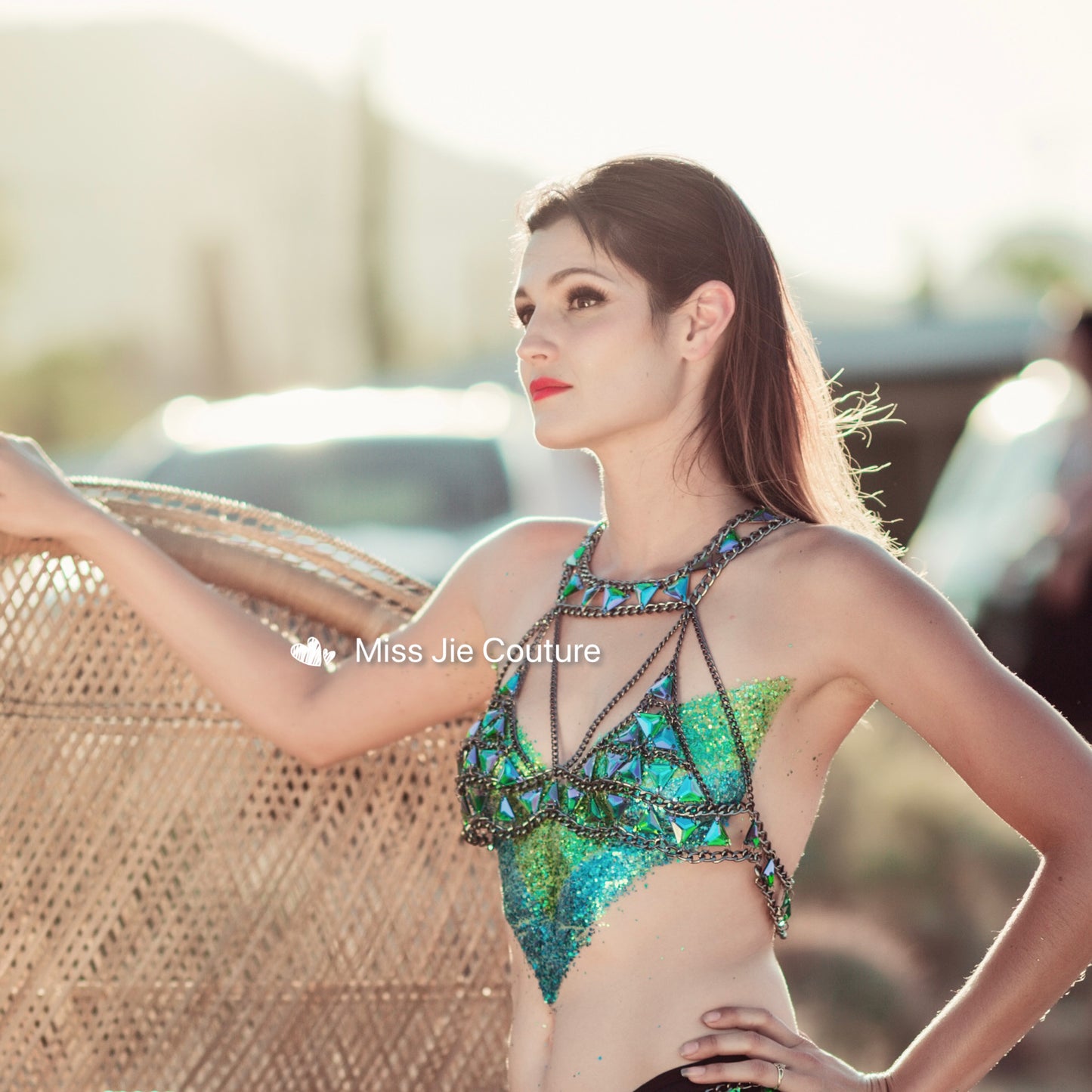 Sarah Peacock Green Chain Top