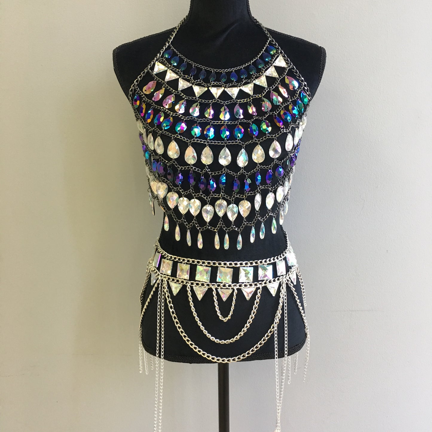 Karina black chain jewelry top