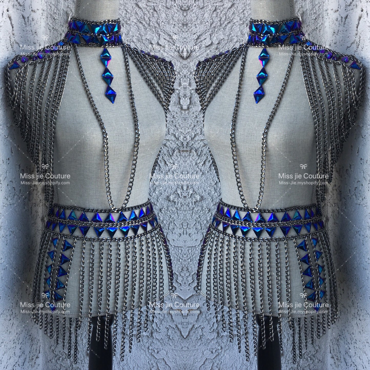 Runway Look- chante Royal blue chain skirt