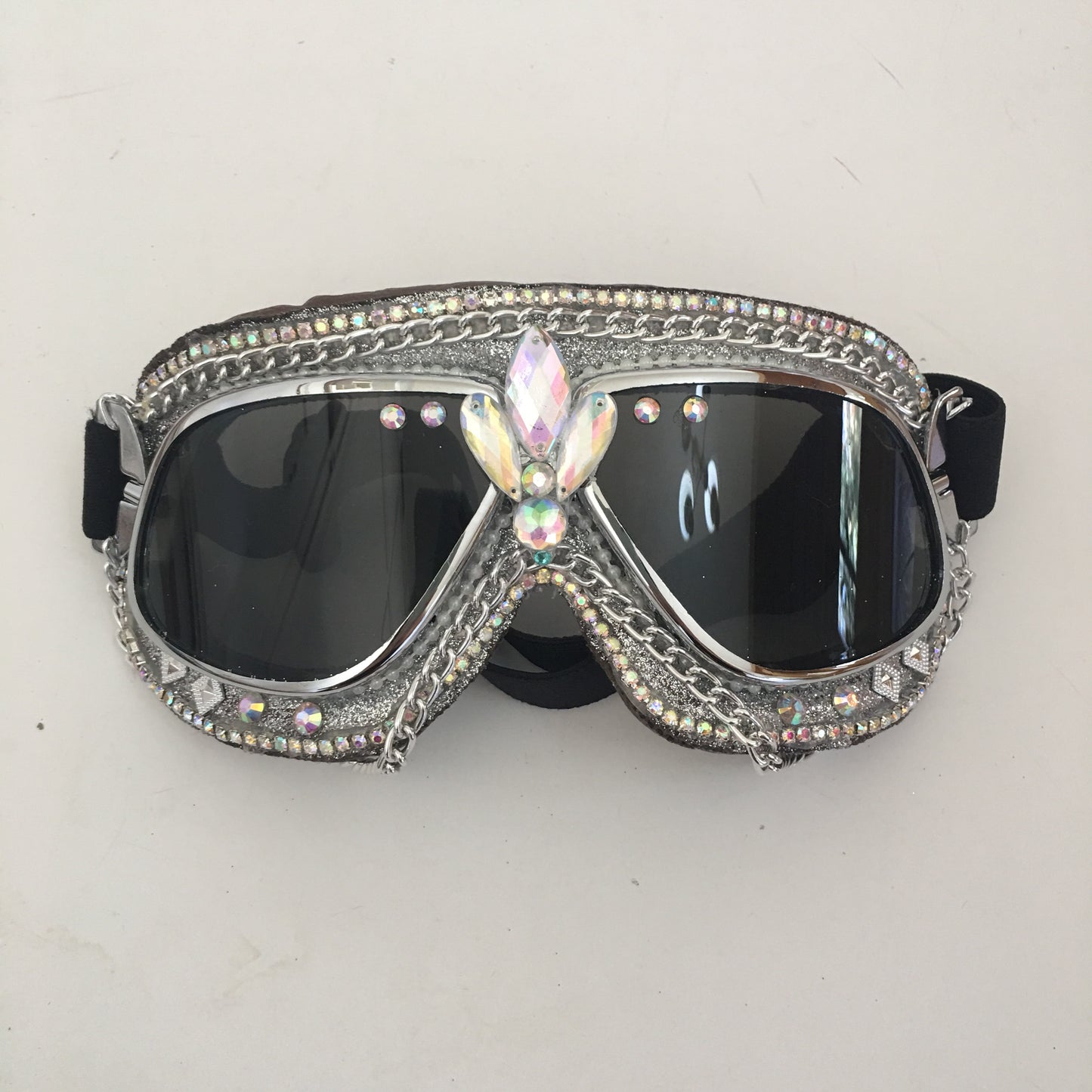 Sparkle silver burning man goggles
