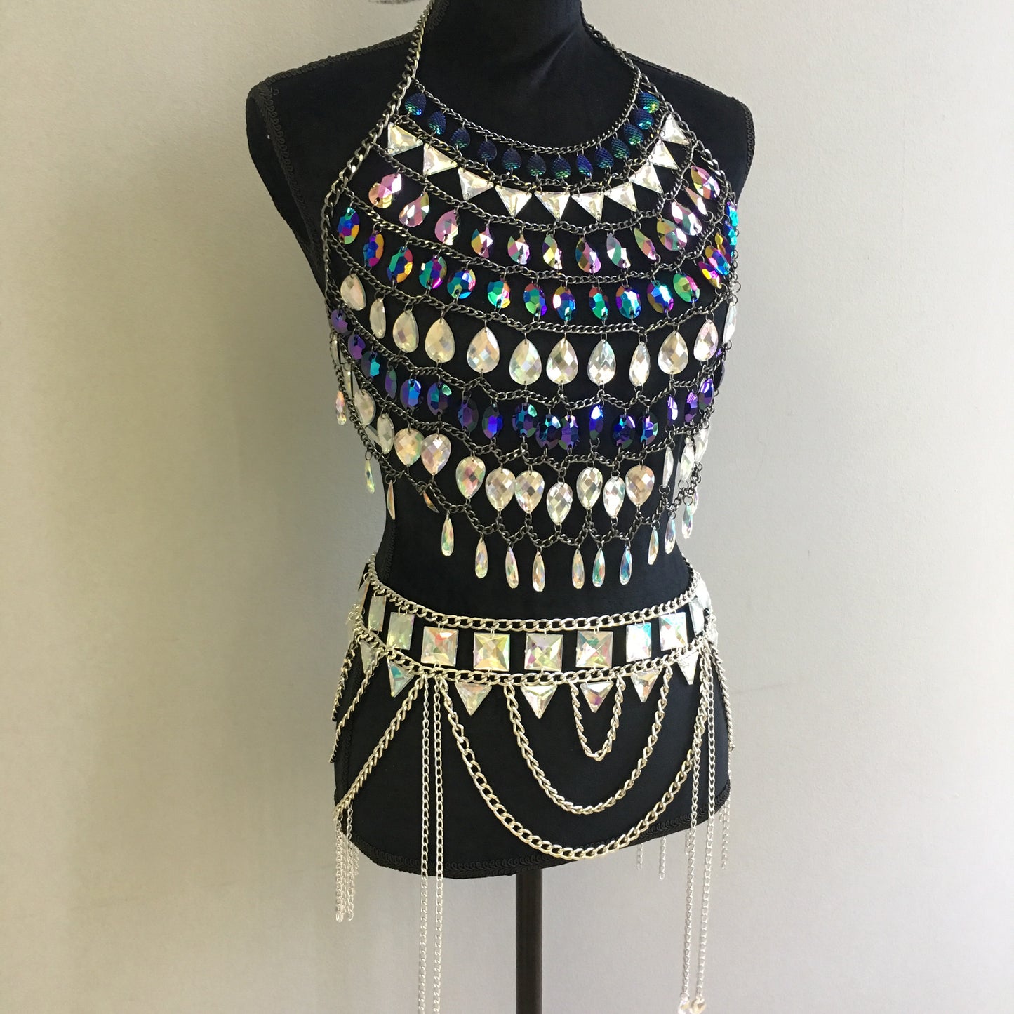 Karina black chain jewelry top