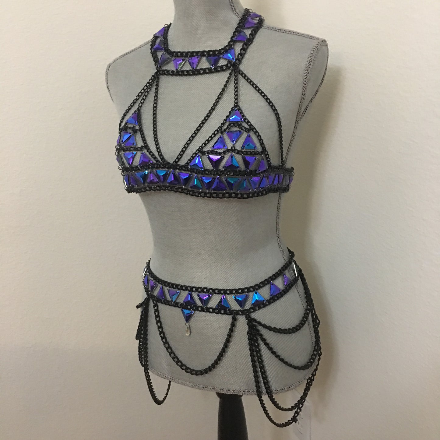 Sarah electric blue bralette chain Set