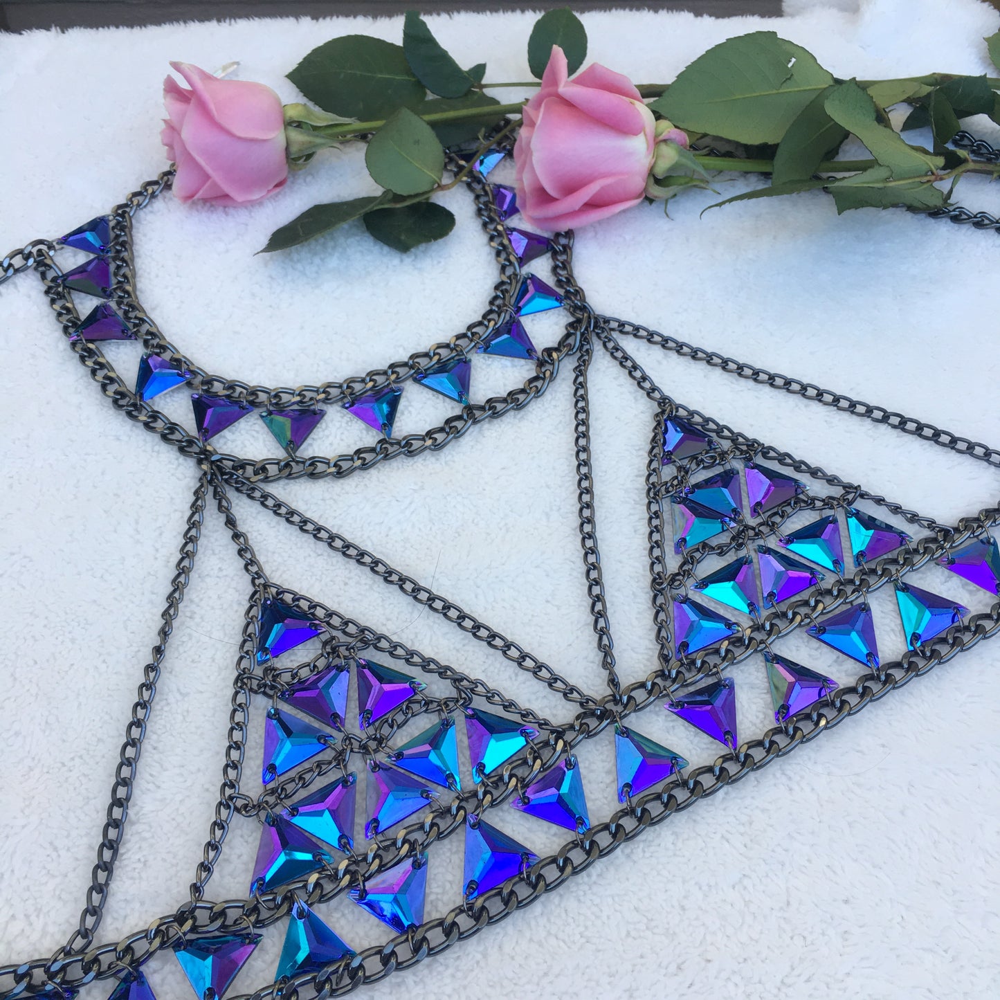 Sarah Electric blue chain bra