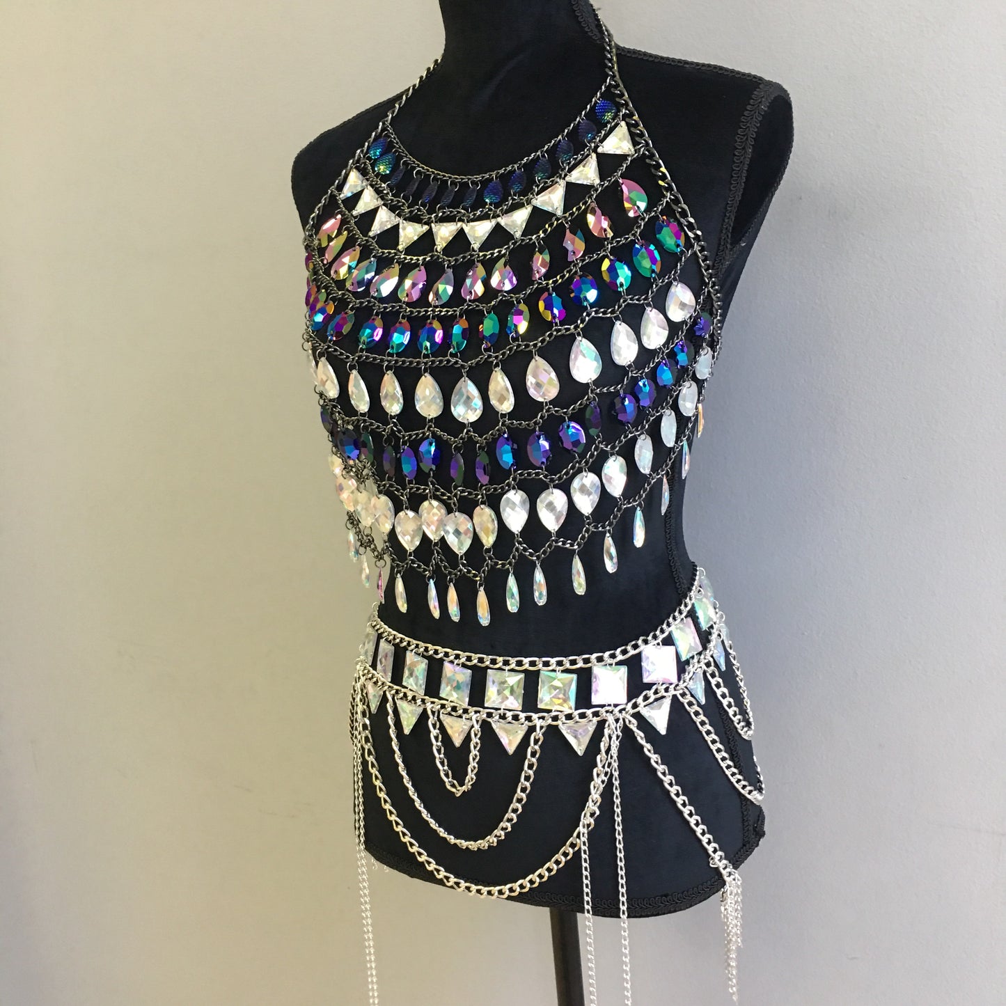 Karina black chain jewelry top