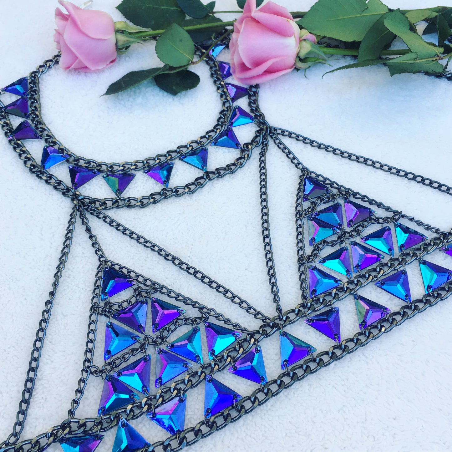 Sarah Electric blue chain bra
