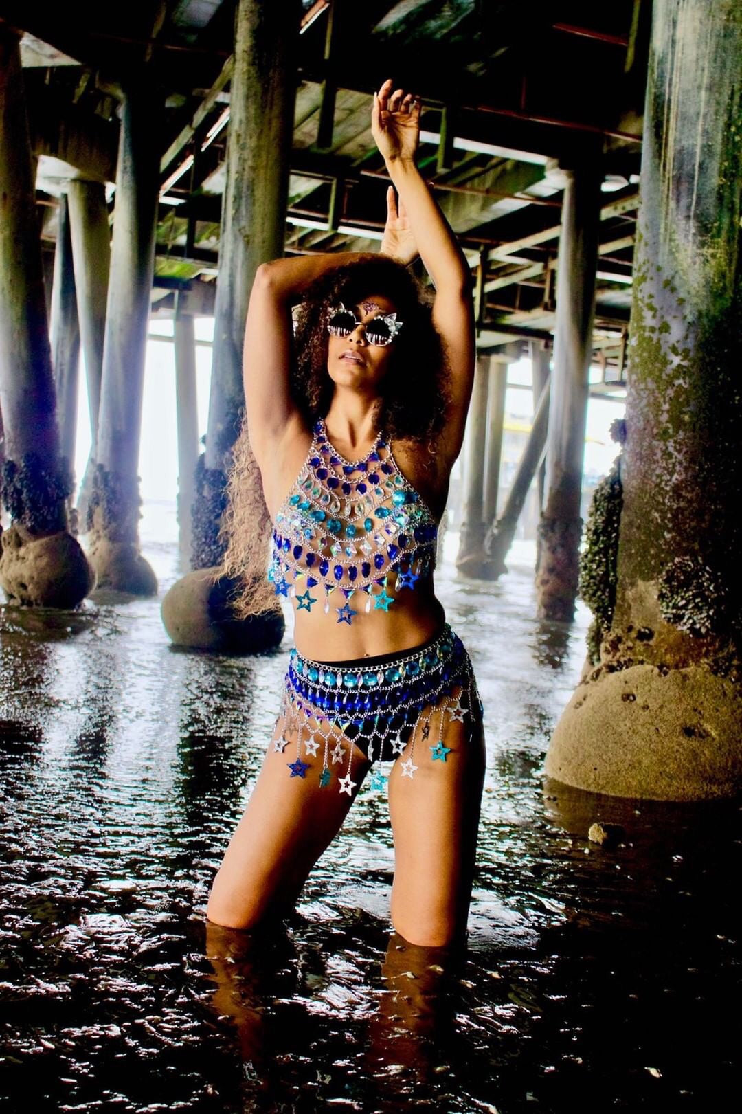 Bright Lights Blue Star Chain Top