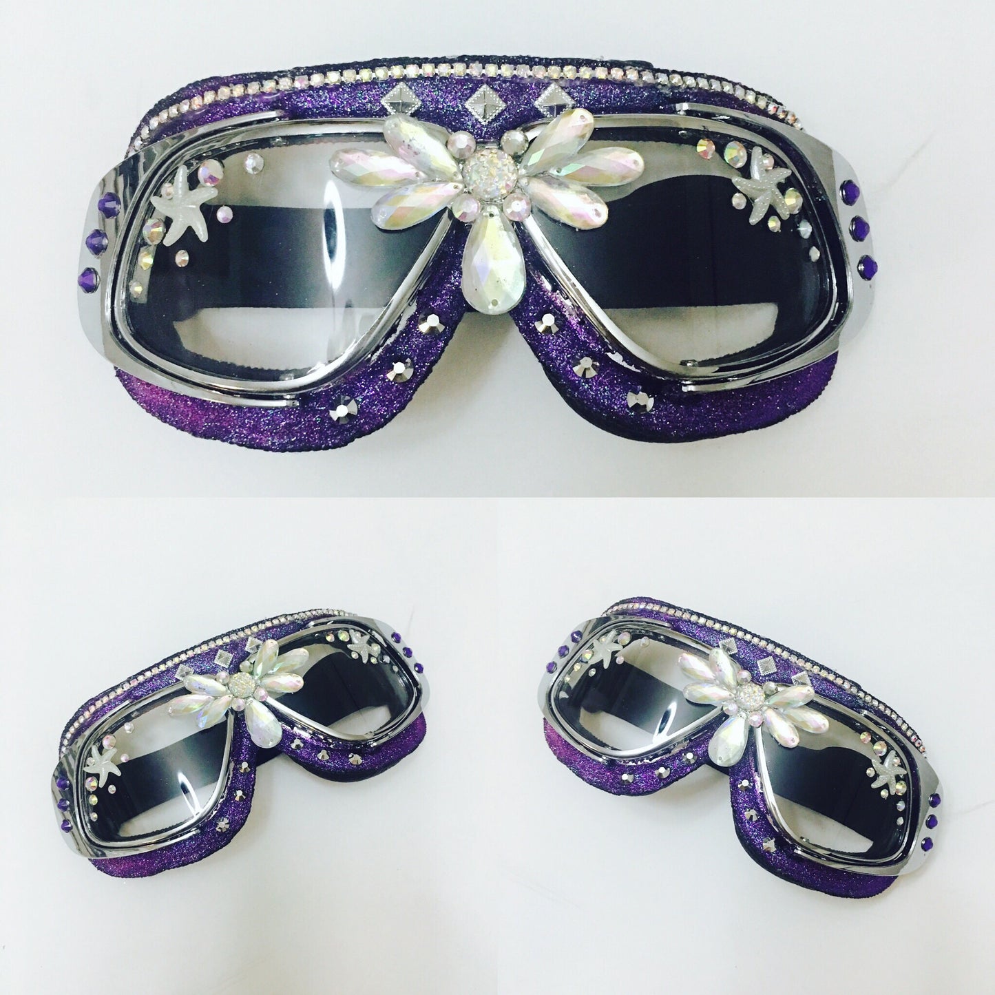 Purple burning man goggles