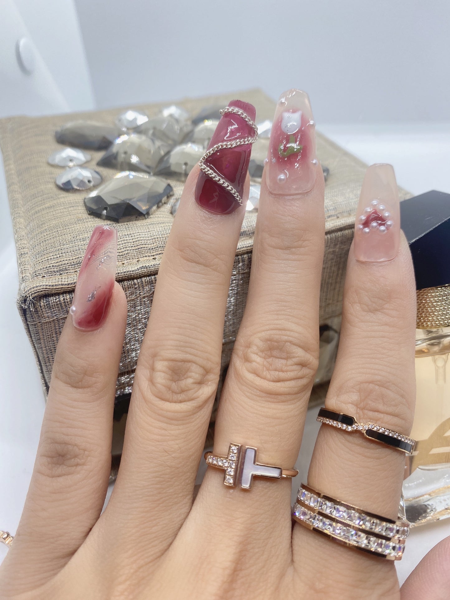 Red Blush Press on Nails