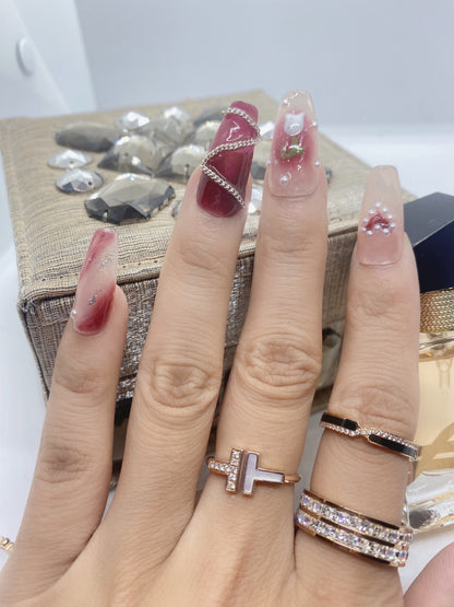 Red Blush Press on Nails