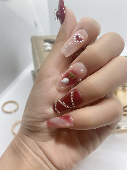 Red Blush Press on Nails