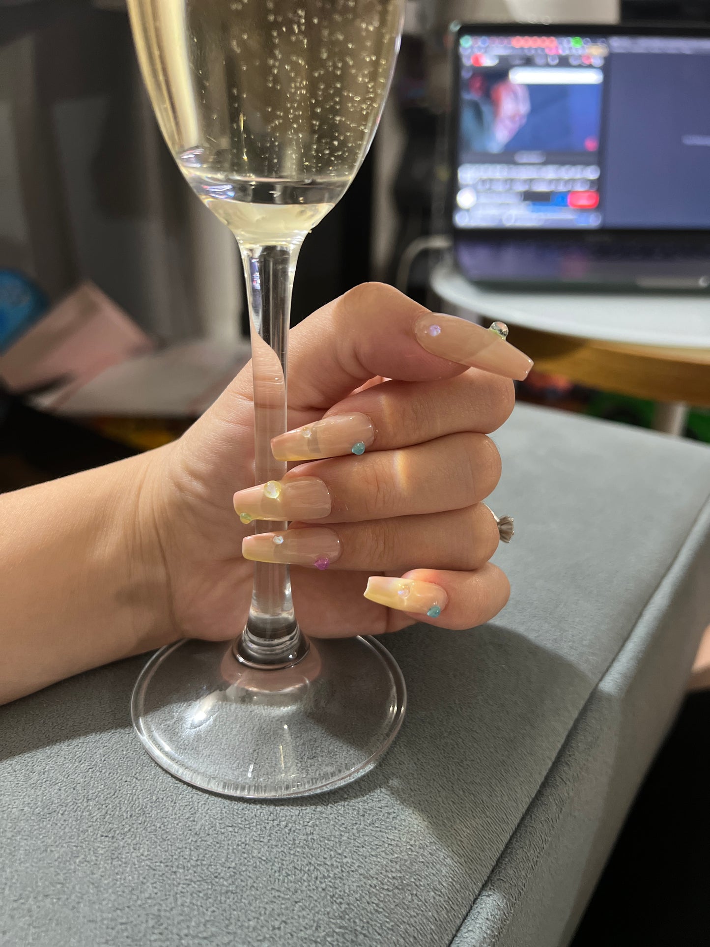 Coral Bubbles Baby Boomer Pink Gel Press on Nail