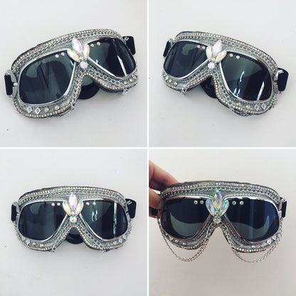 Sparkle silver burning man goggles
