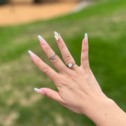 Butterfly Crystals Baby Boomer Gel Press on Nail