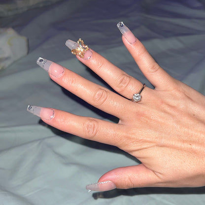 Butterfly Crystals Baby Boomer Gel Press on Nail