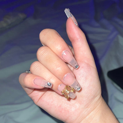 Butterfly Crystals Baby Boomer Gel Press on Nail