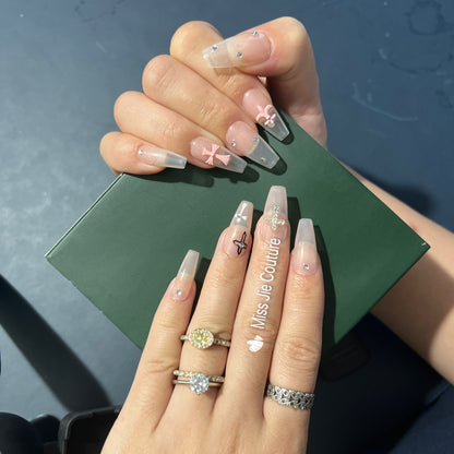 Freedom 2.0 Pink Cross Baby Boomer Gel Press on Nail