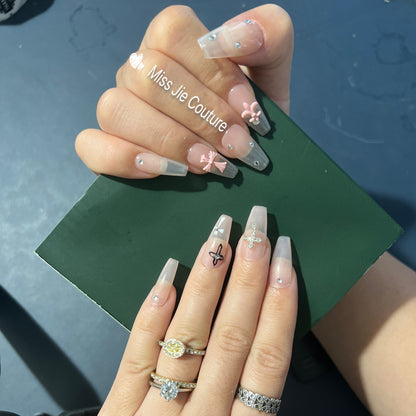 Freedom 2.0 Pink Cross Baby Boomer Gel Press on Nail
